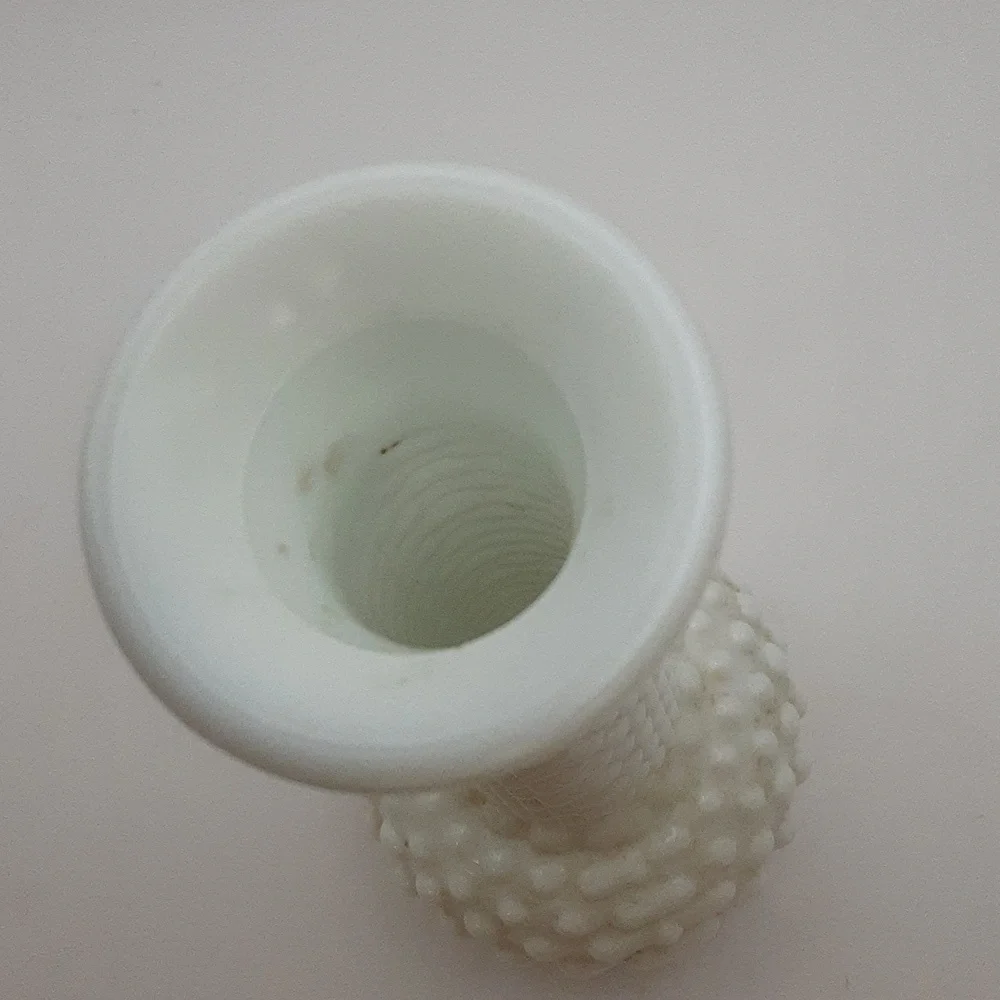 Vintage White Milk Glass Hobnail Vase 7.5